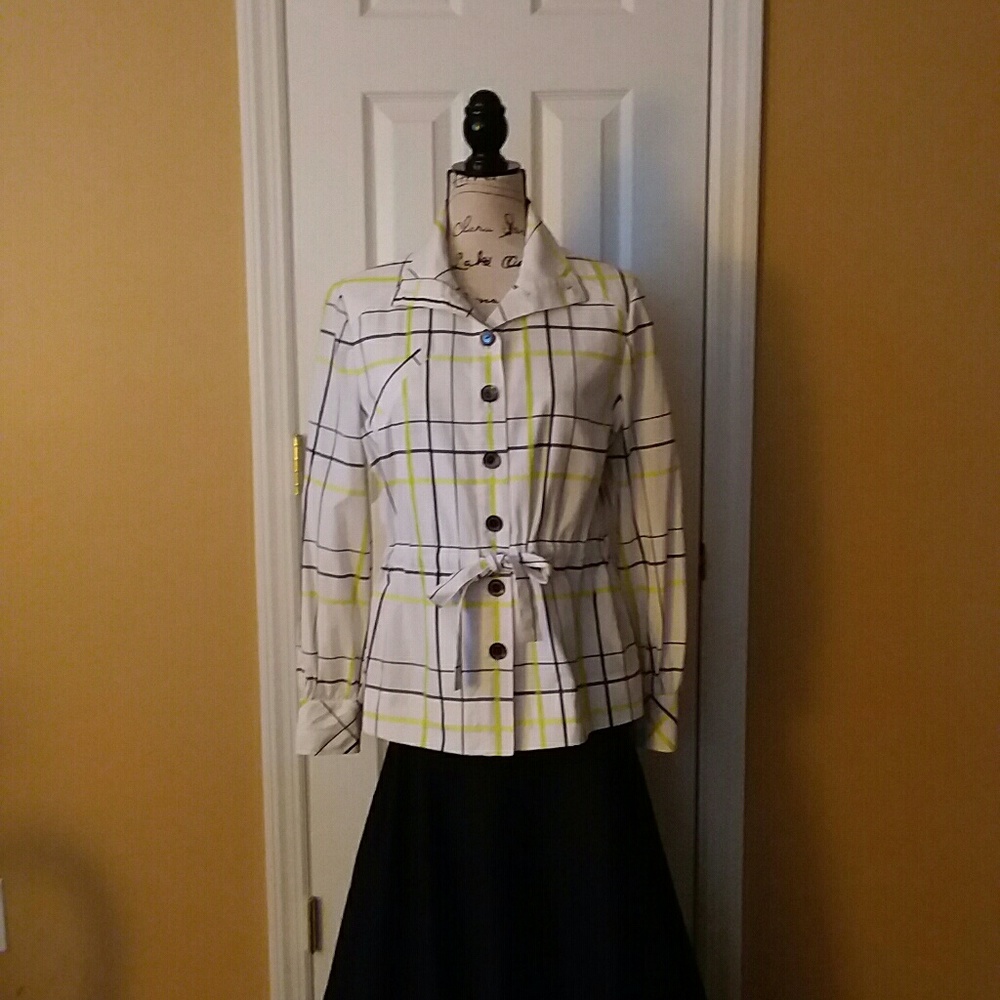 600 West Plaid Jacket With Tie Waist
